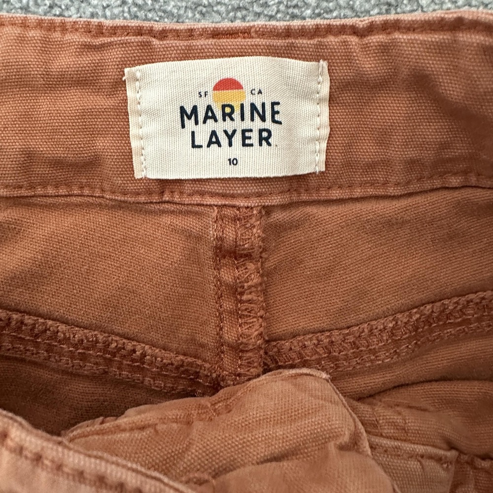 Marine Layer Pants Womens 10 Rust Carpenter Tapered Cropped Utility Twill - Picture 3 of 9